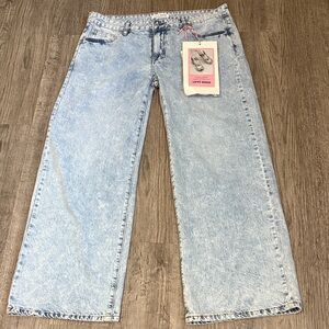 Soho Light Blue Wide Leg Jeans with pearl bows shoe charm set